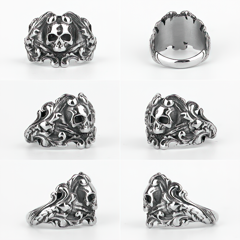 Stainless Steel Biker Jewellery For Men And Women / Unisex Vintage Skull Ring