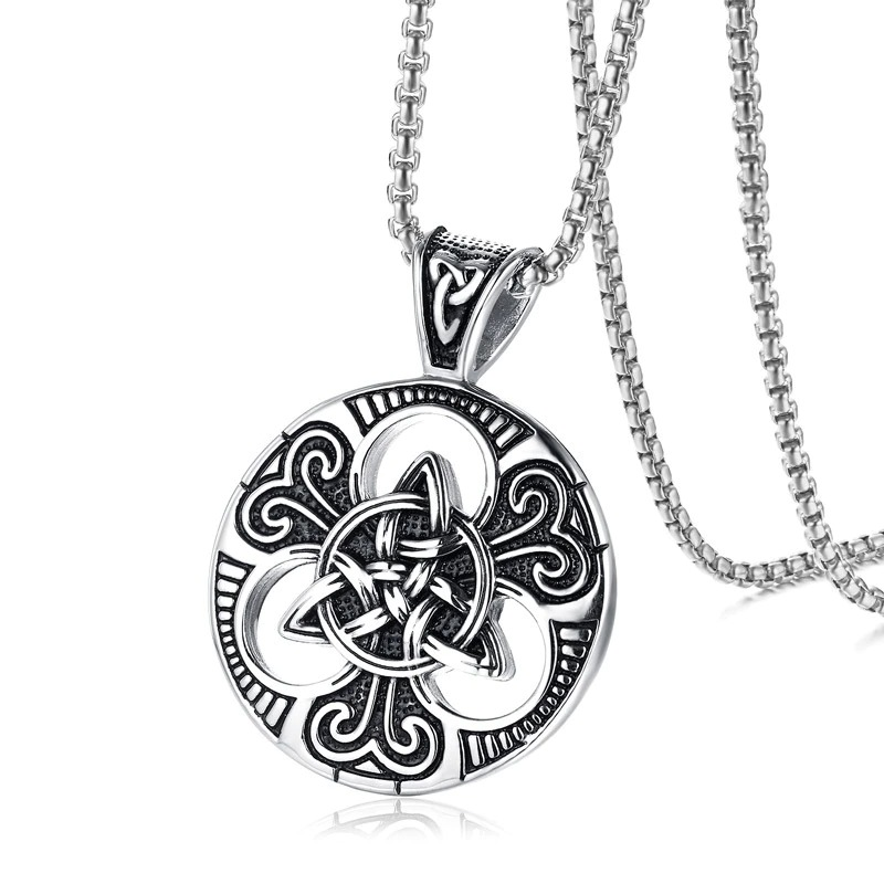 Stainless Steel Celtic Knot Pendant for Men and Women / Religious Cross Shield Pendant