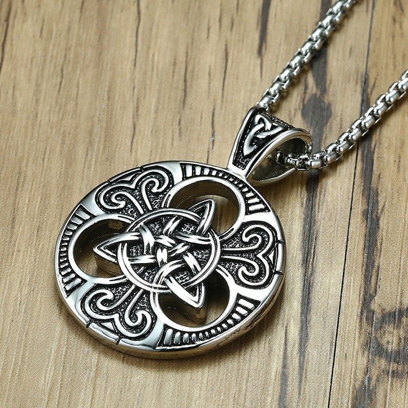 Stainless Steel Celtic Knot Pendant for Men and Women / Religious Cross Shield Pendant