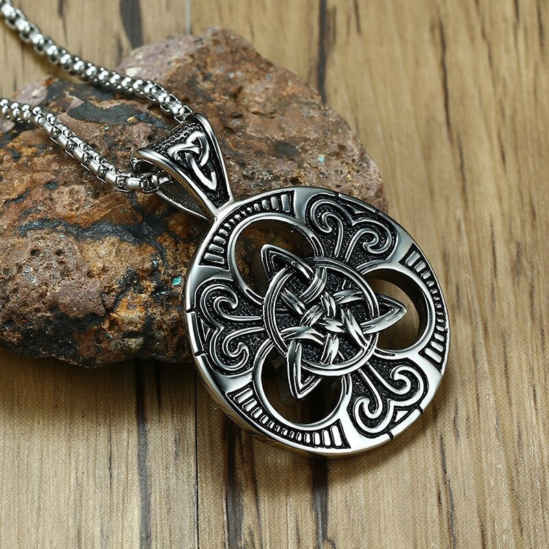 Stainless Steel Celtic Knot Pendant for Men and Women / Religious Cross Shield Pendant