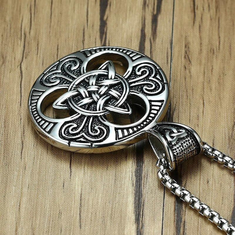 Stainless Steel Celtic Knot Pendant for Men and Women / Religious Cross Shield Pendant