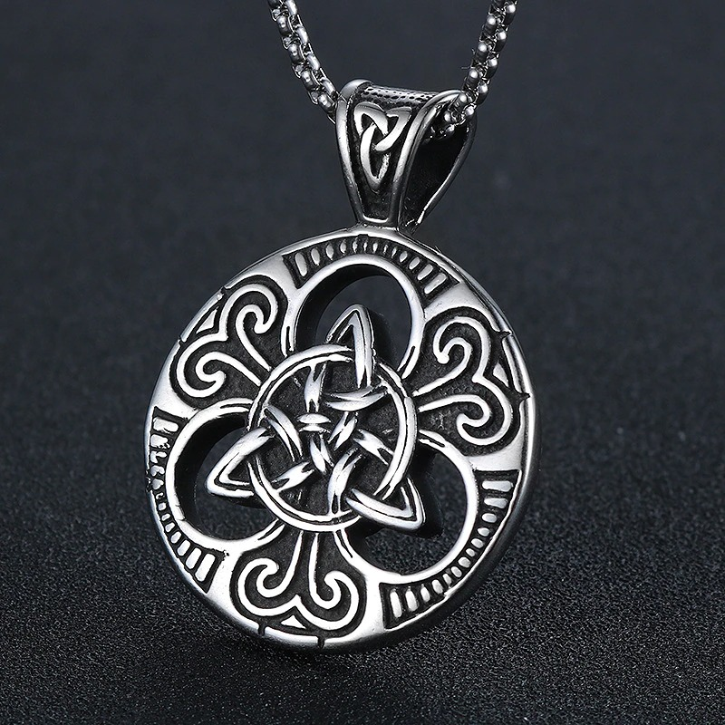 Stainless Steel Celtic Knot Pendant for Men and Women / Religious Cross Shield Pendant