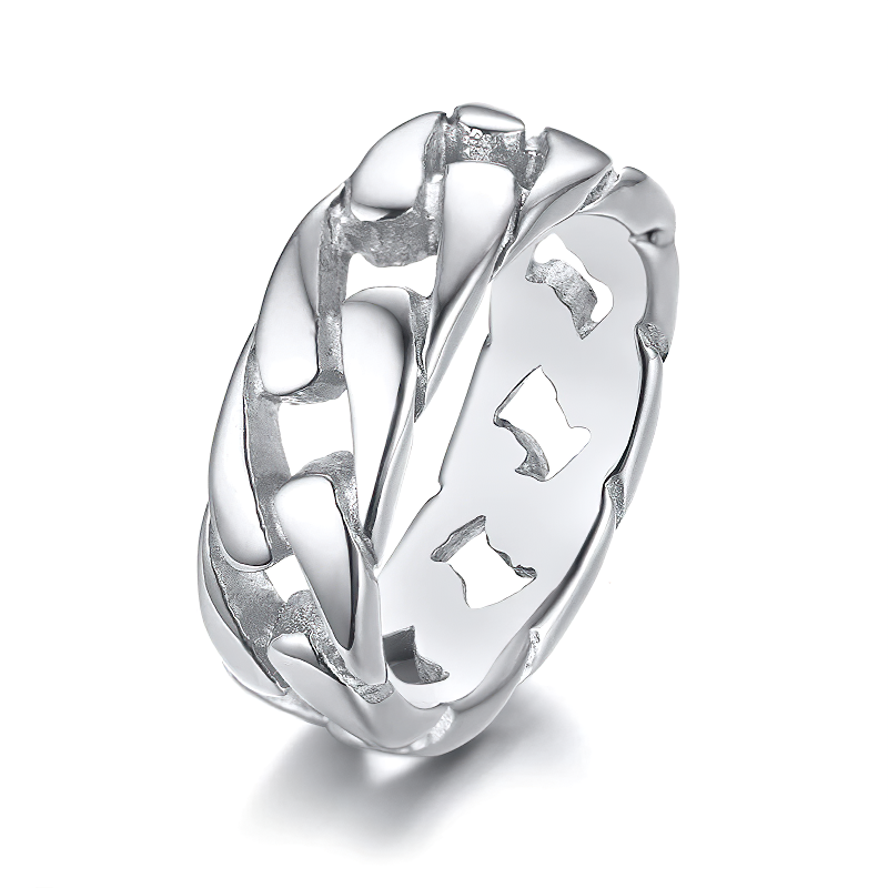 Stainless Steel Chain Link Ring / Vintage Jewellery For Men And Women