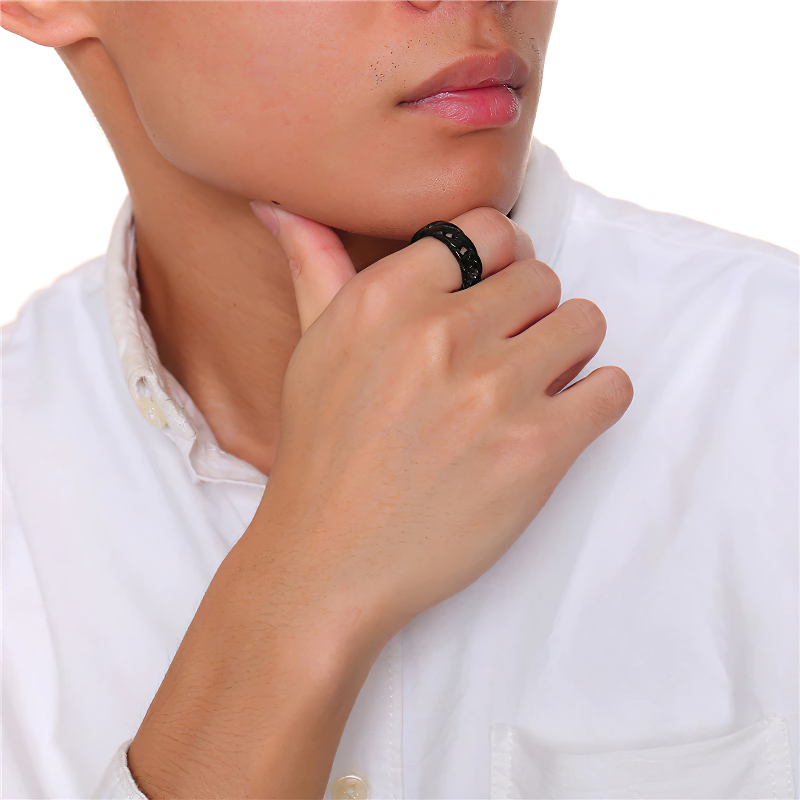 Stainless Steel Chain Link Ring / Vintage Jewellery For Men And Women