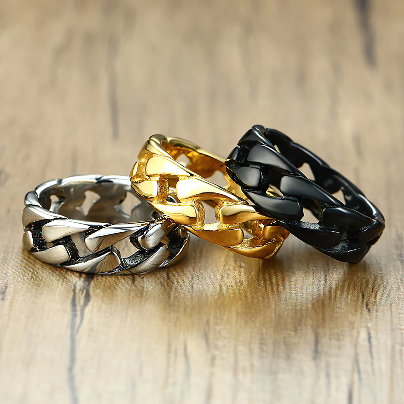 Stainless Steel Chain Link Ring / Vintage Jewellery For Men And Women