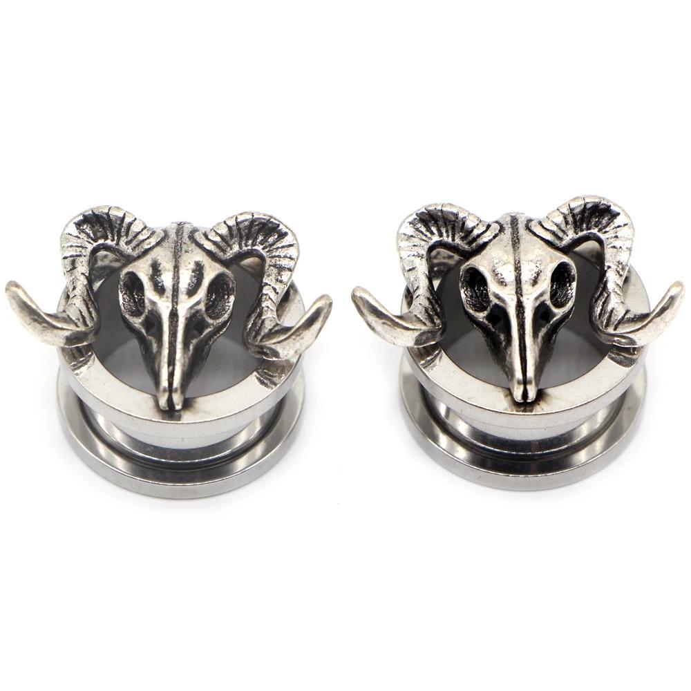 Stainless Steel Piercing Ear Gauges with Dinosaurs / Earrings Plugs / Tunnel Jewelry Fashion