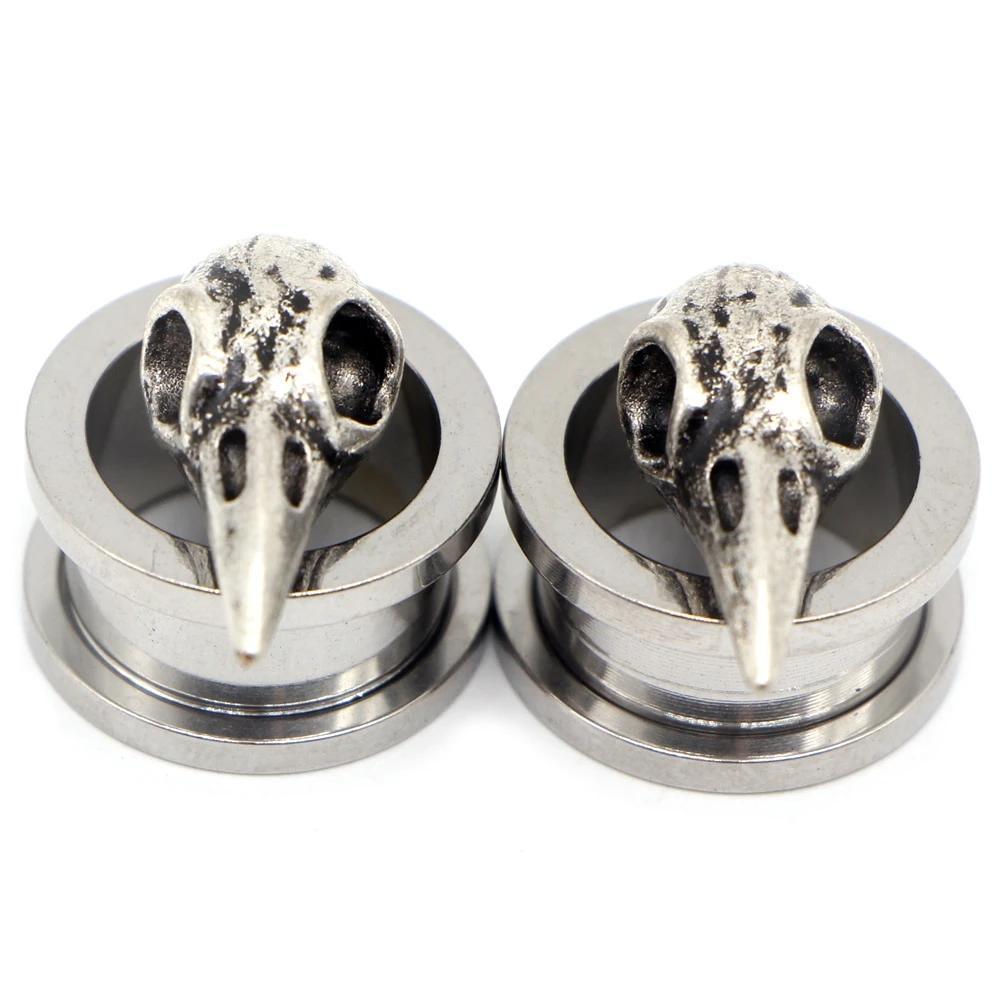 Stainless Steel Piercing Ear Gauges with Dinosaurs / Earrings Plugs / Tunnel Jewelry Fashion