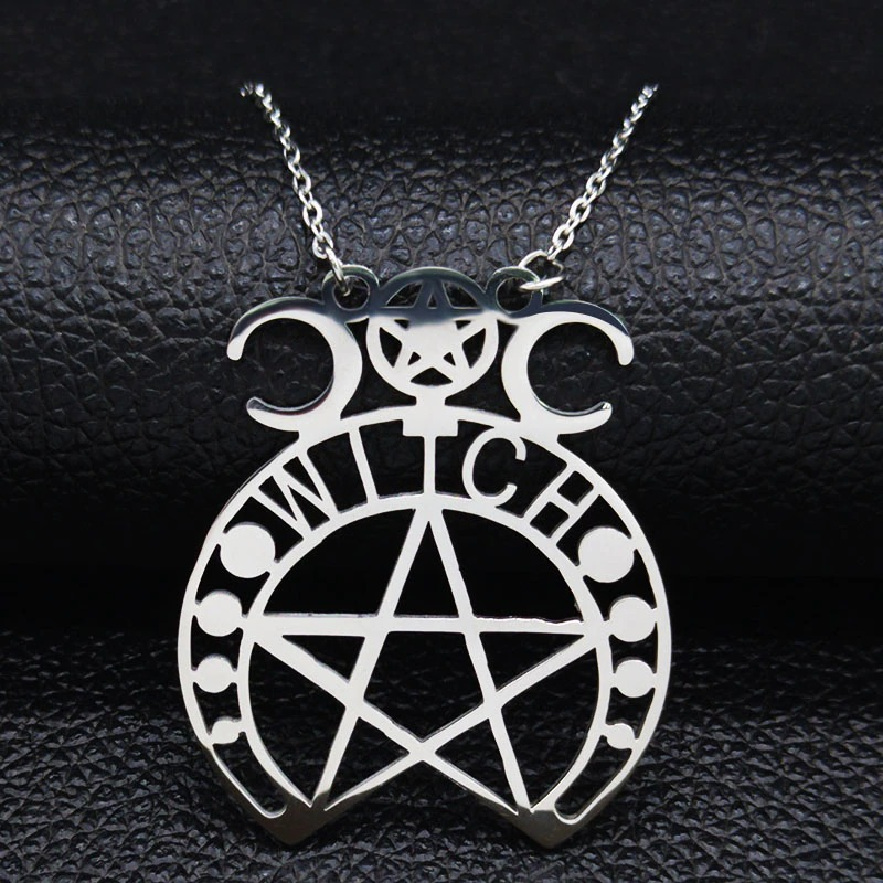 Stainless Steel Gothic Pendant / Pendant with Witchcraft Pentagram / Women's Jewelry