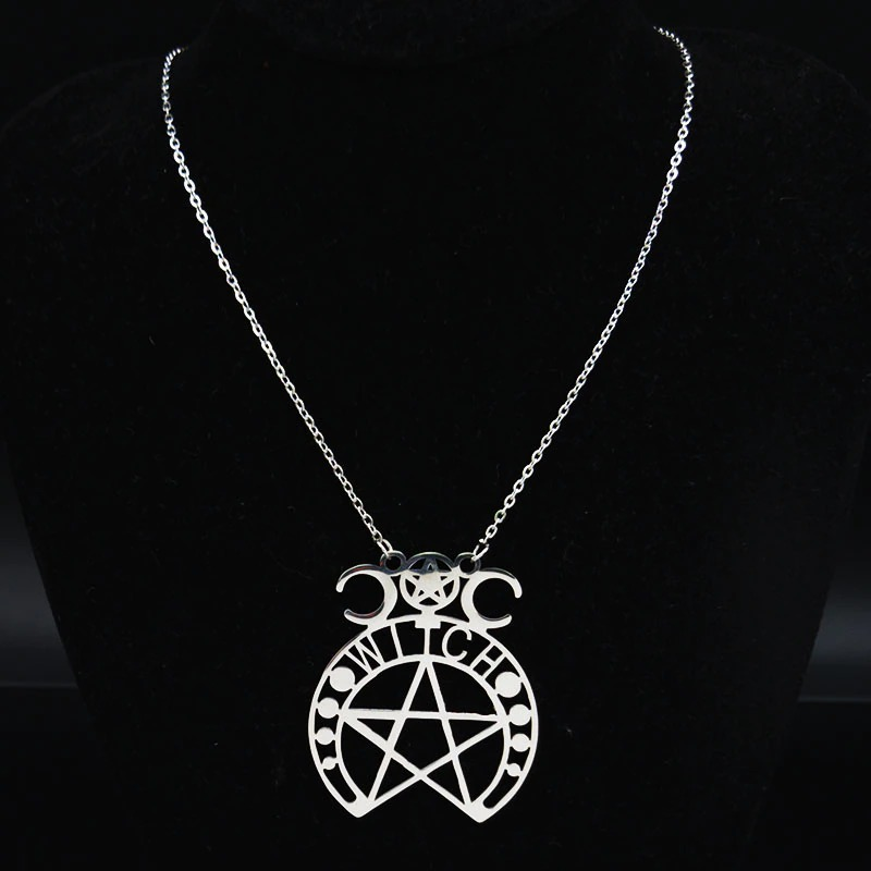 Stainless Steel Gothic Pendant / Pendant with Witchcraft Pentagram / Women's Jewelry