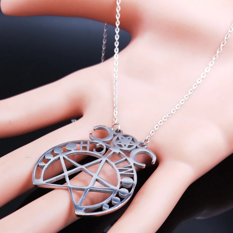 Stainless Steel Gothic Pendant / Pendant with Witchcraft Pentagram / Women's Jewelry