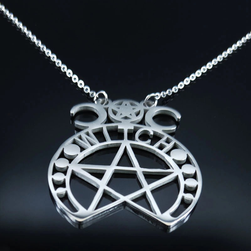 Stainless Steel Gothic Pendant / Pendant with Witchcraft Pentagram / Women's Jewelry