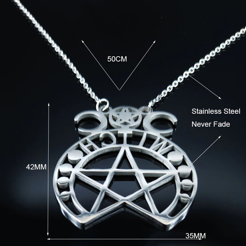 Stainless Steel Gothic Pendant / Pendant with Witchcraft Pentagram / Women's Jewelry