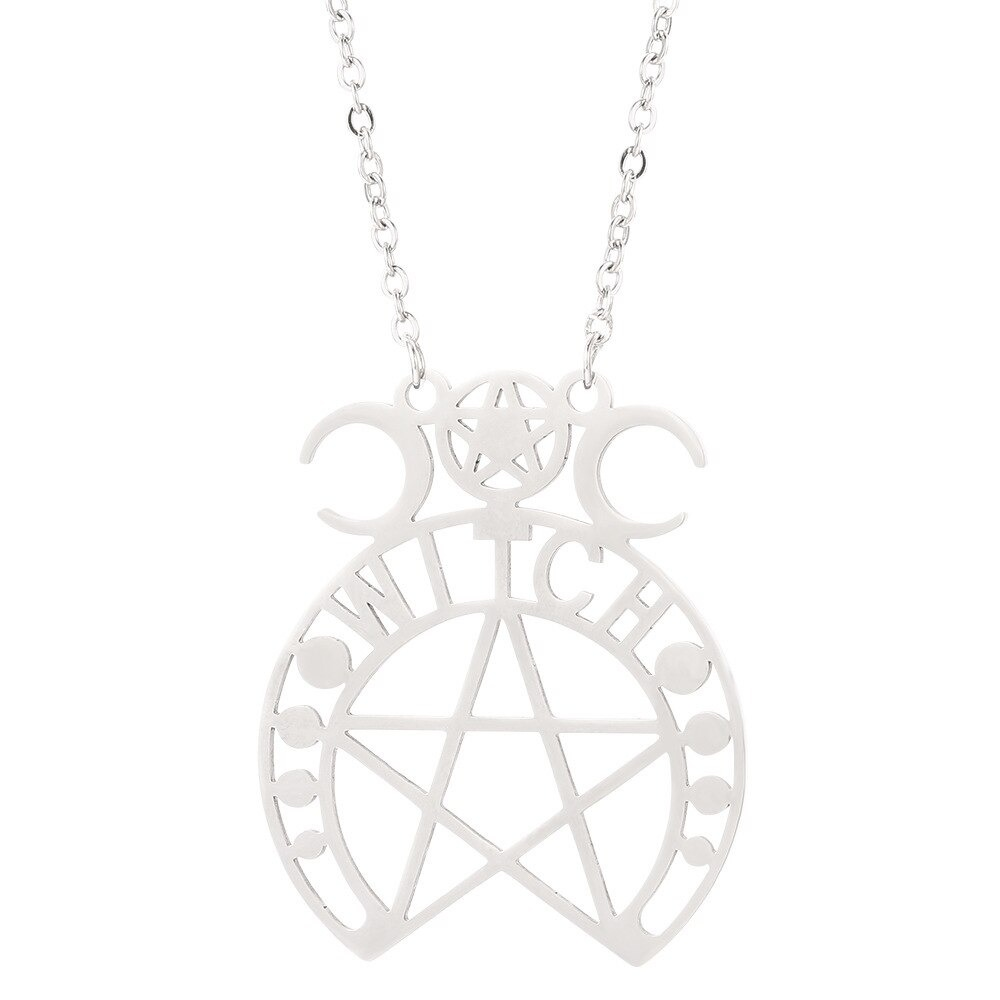 Stainless Steel Gothic Pendant / Pendant with Witchcraft Pentagram / Women's Jewelry