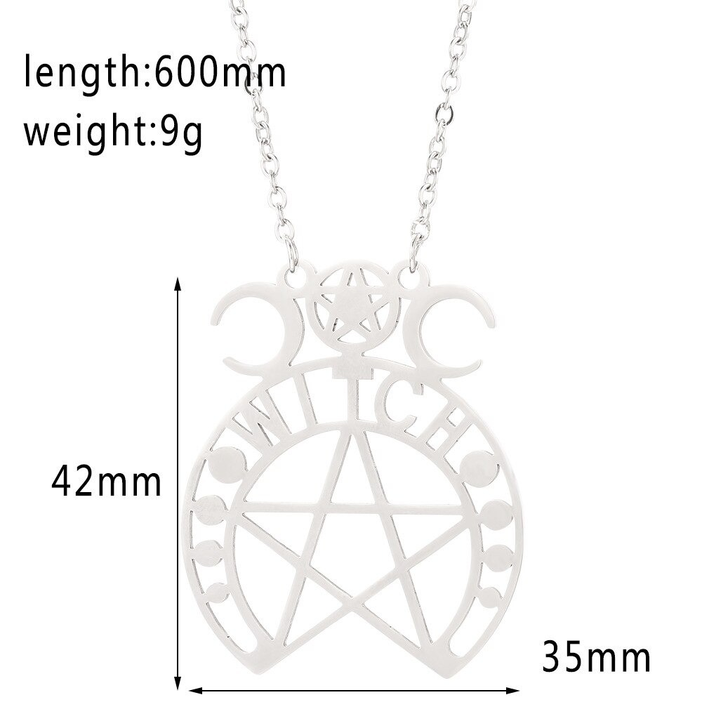 Stainless Steel Gothic Pendant / Pendant with Witchcraft Pentagram / Women's Jewelry