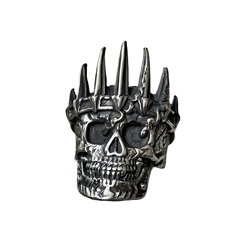 Stainless Steel Gothic Unisex Jewellery / Unique Nobility Crown Ring With Skull
