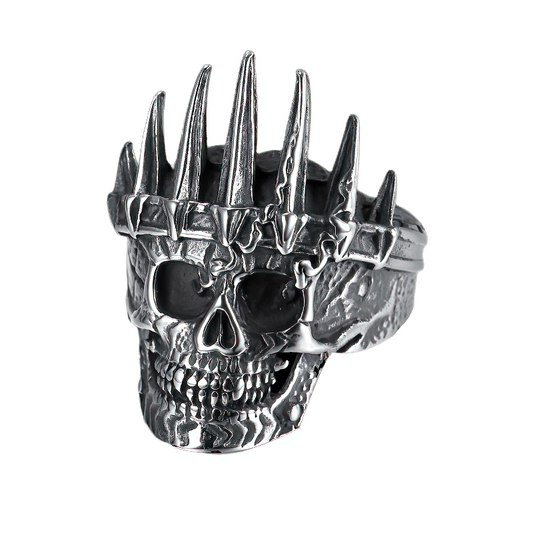 Stainless Steel Gothic Unisex Jewellery / Unique Nobility Crown Ring With Skull