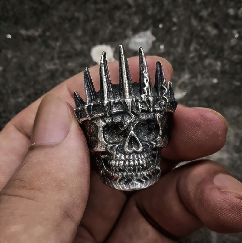 Stainless Steel Gothic Unisex Jewellery / Unique Nobility Crown Ring With Skull
