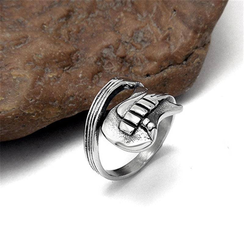 Stainless Steel Guitar Ring / Women & Men's Rock Jewelry / Cool Musician Ring
