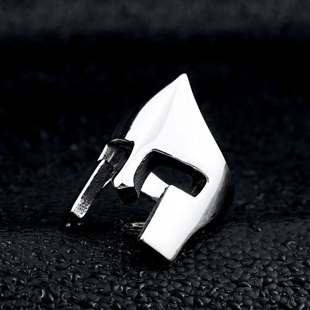 Stainless Steel Knight Helmet Ring / Alternative Fashion Jewelry
