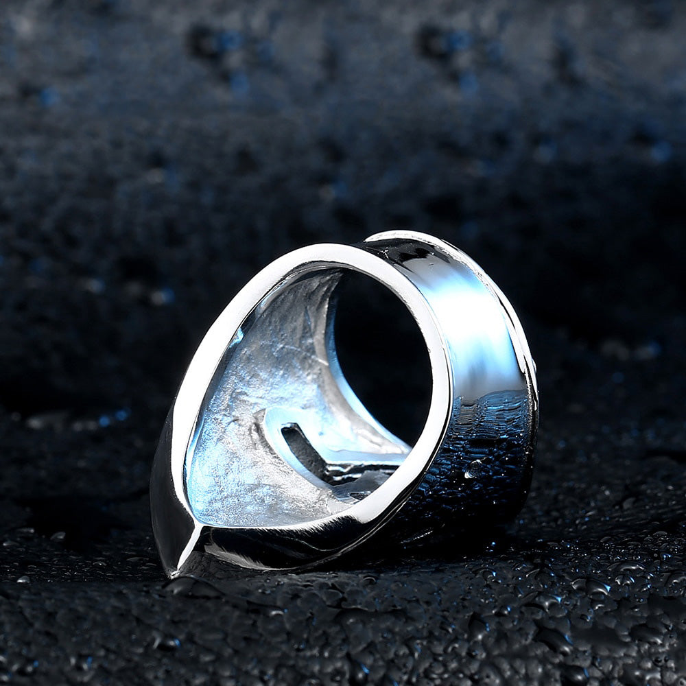 Stainless Steel Knight Helmet Ring / Alternative Fashion Jewelry