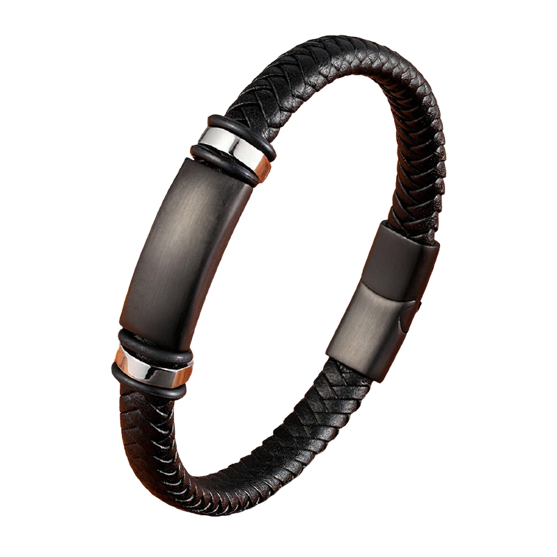 Stainless Steel Magnetic Clasp Bracelet for Men / Genuine Leather Bracelet for You