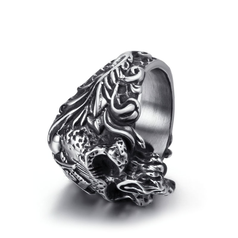 Stainless Steel Masons Skull Ring / Men And Women Biker Jewelry