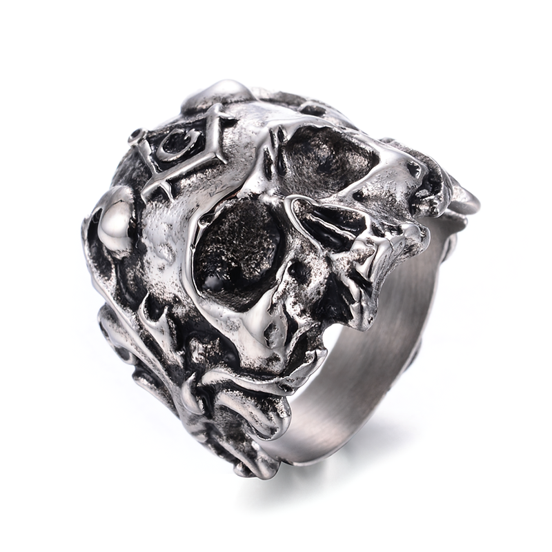 Stainless Steel Masons Skull Ring / Men And Women Biker Jewelry