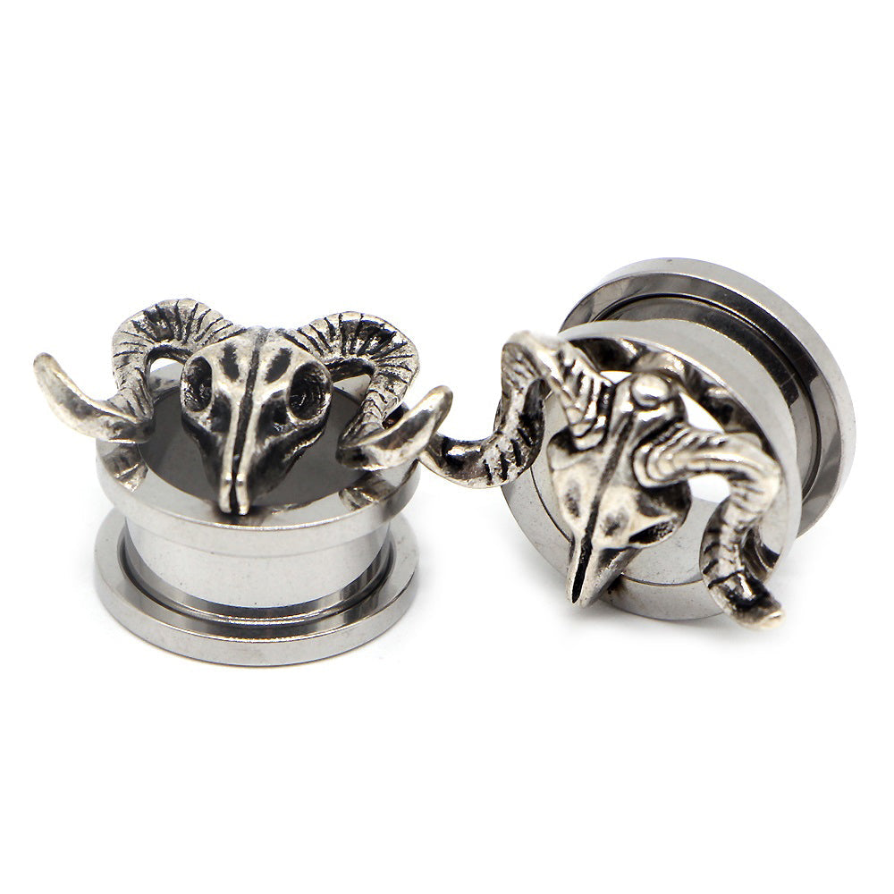 Stainless Steel Piercing Ear Gauges with Dinosaurs / Earrings Plugs / Tunnel Jewelry Fashion