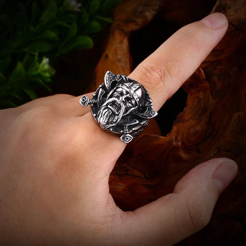 Stainless Steel Vikings Ring for Men and Women / Jewelry Ring with Odin's Shield