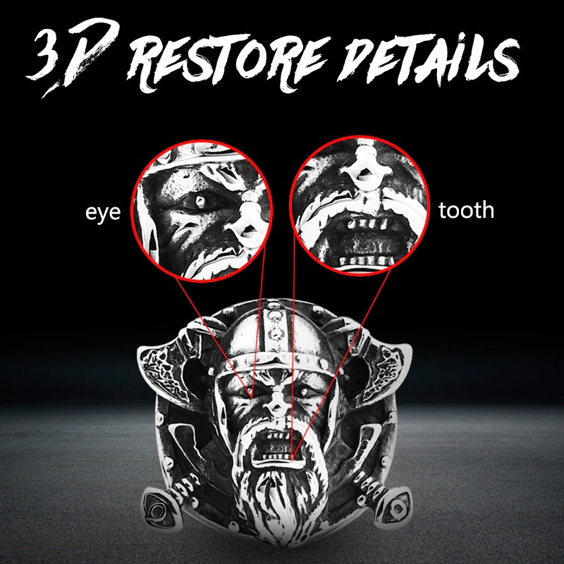 Stainless Steel Vikings Ring for Men and Women / Jewelry Ring with Odin's Shield