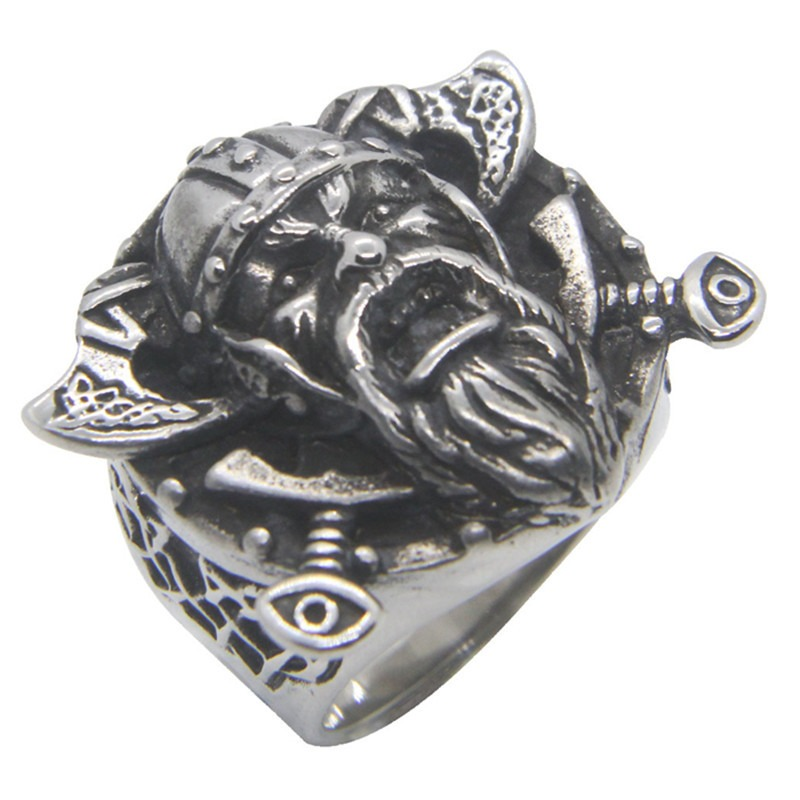 Stainless Steel Vikings Ring for Men and Women / Jewelry Ring with Odin's Shield