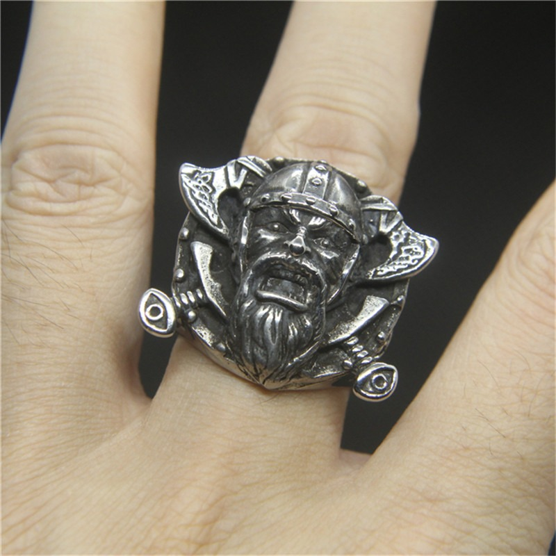 Stainless Steel Vikings Ring for Men and Women / Jewelry Ring with Odin's Shield