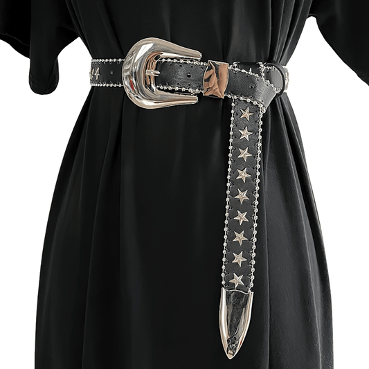 Star Rivets Decoration Leather Trendy Belt / Punk Simple Blank Buckle Belt