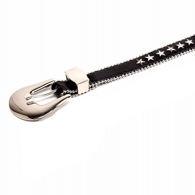 Star Rivets Decoration Leather Trendy Belt / Punk Simple Blank Buckle Belt