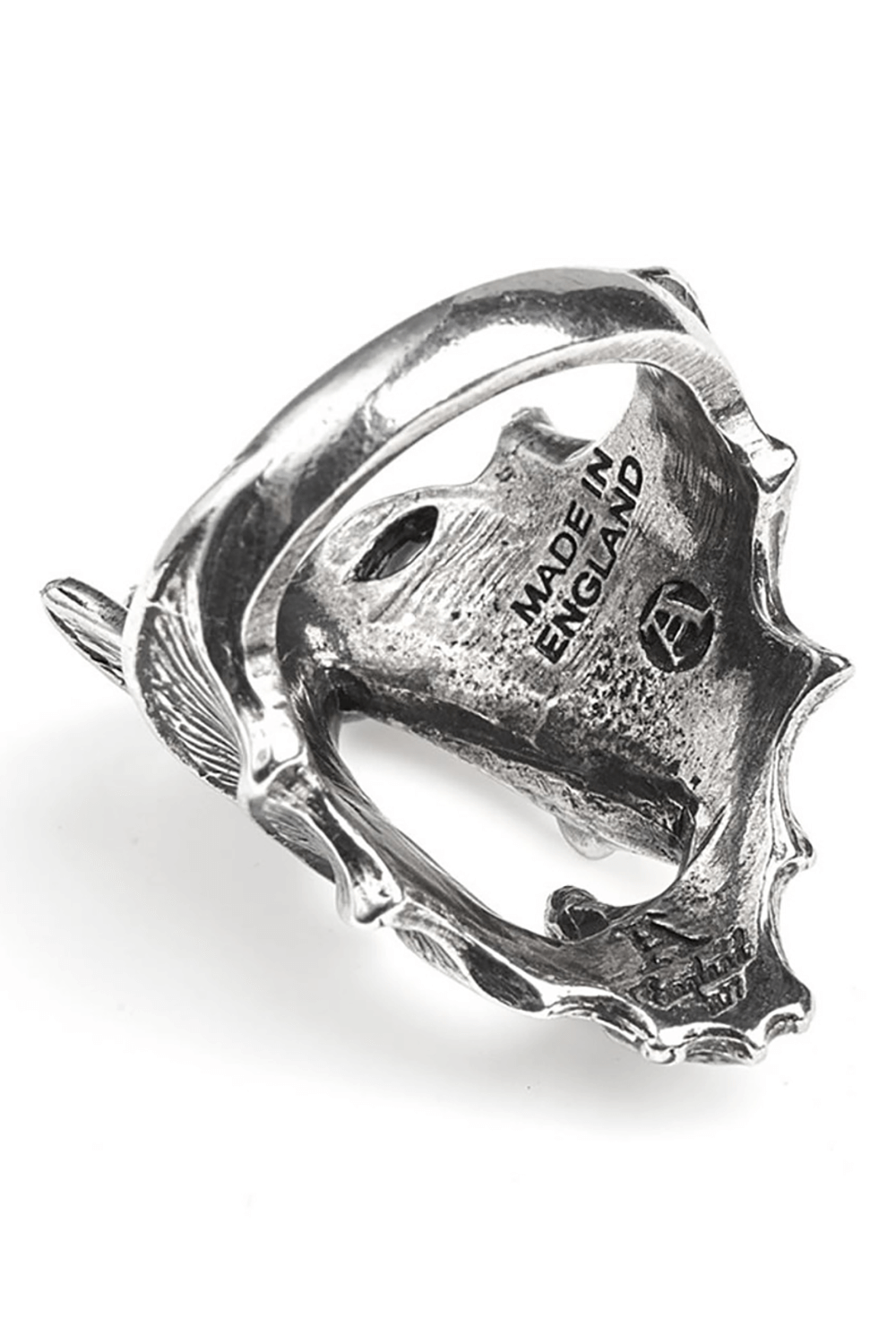 Stealth Bat Ring with Outstretched Wings in Antiqued Pewter