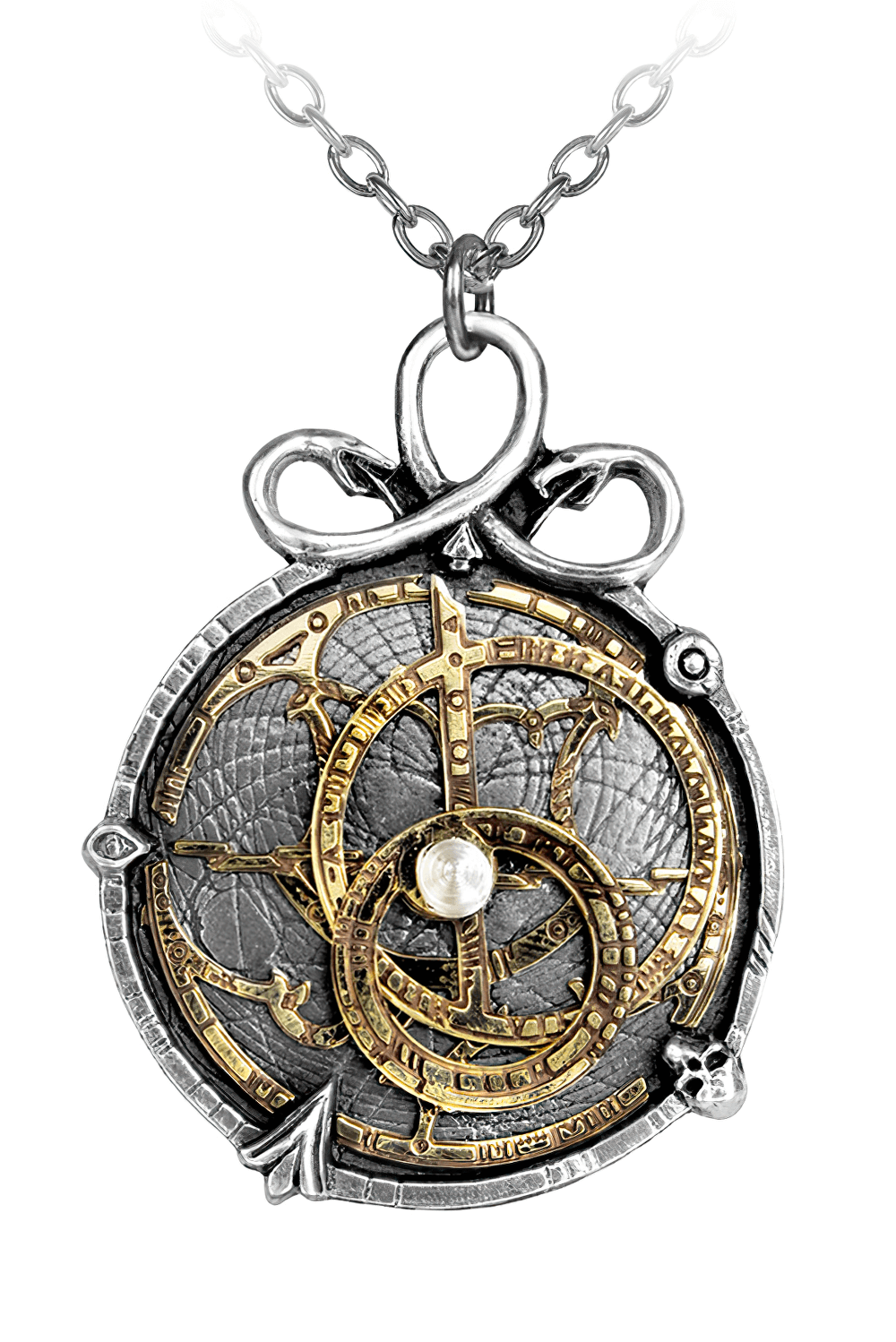 Steampunk Anguistralobe Pendant with Brass Astrolabe Dial