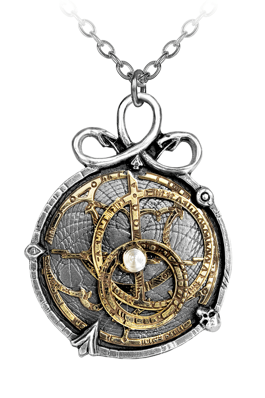 Steampunk Anguistralobe Pendant with Brass Astrolabe Dial