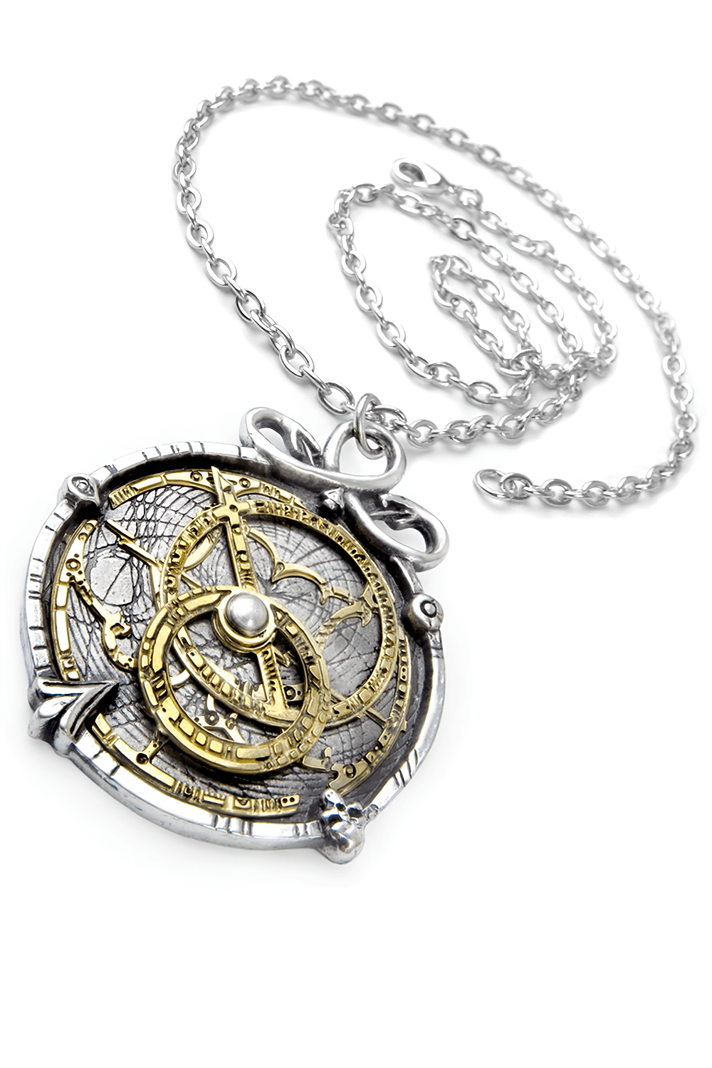 Steampunk Anguistralobe Pendant with Brass Astrolabe Dial