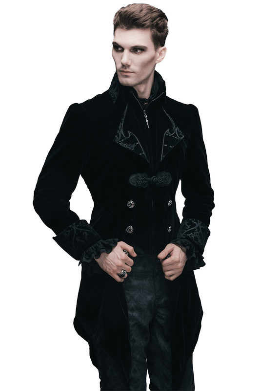 Steampunk Black Male Velvet Coat / Renaissance Costume
