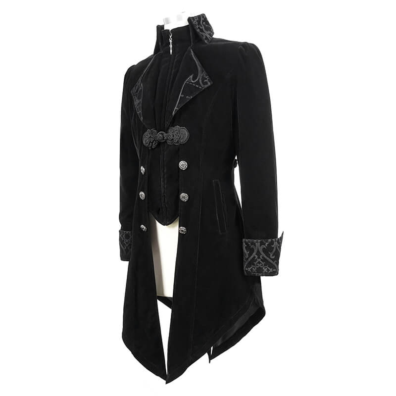 Steampunk Black Male Velvet Coat / Renaissance Costume