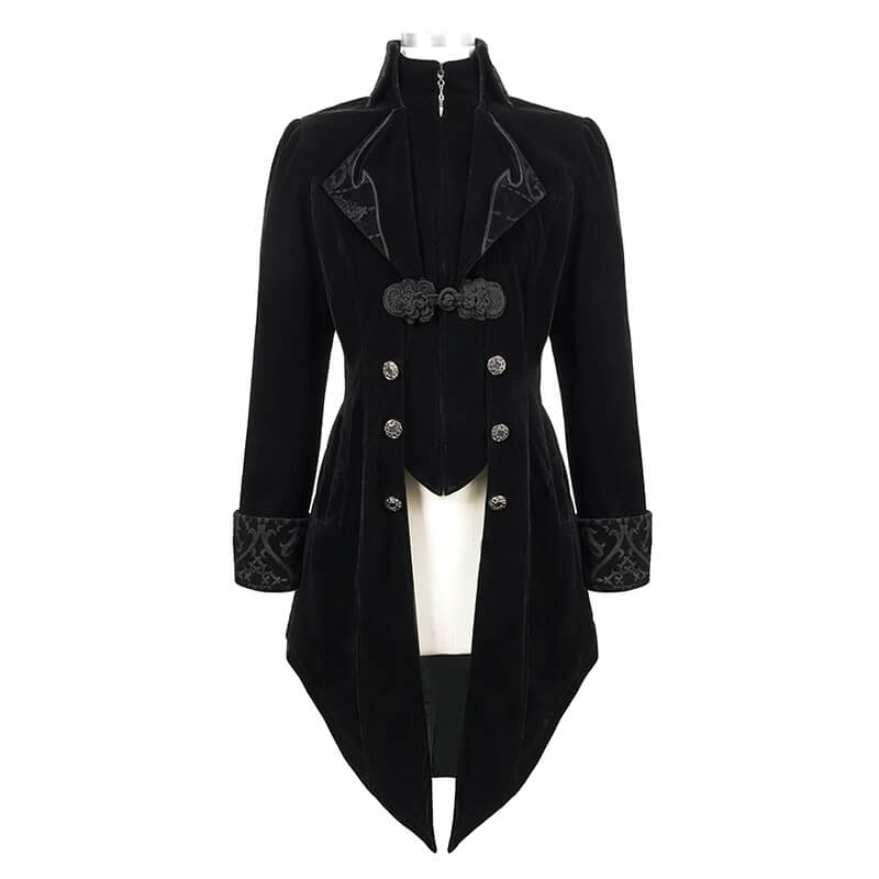 Steampunk Black Male Velvet Coat / Renaissance Costume