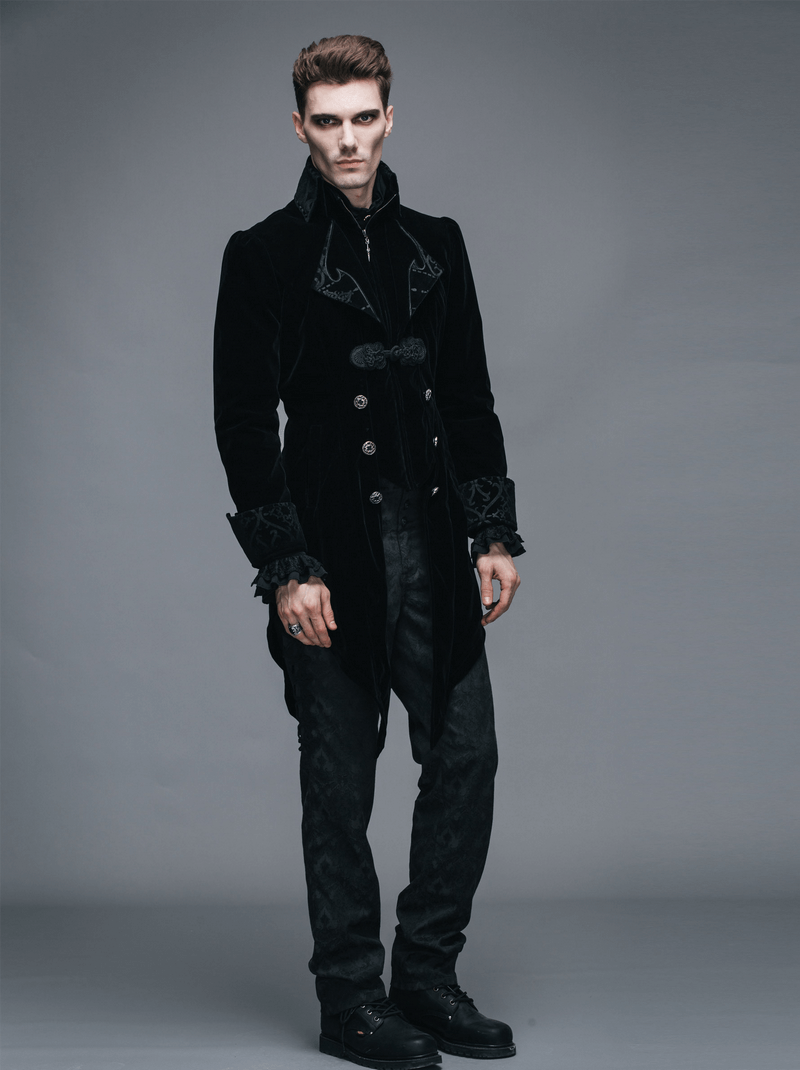 Steampunk Black Male Velvet Coat / Renaissance Costume