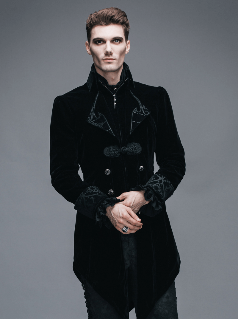 Steampunk Black Male Velvet Coat / Renaissance Costume