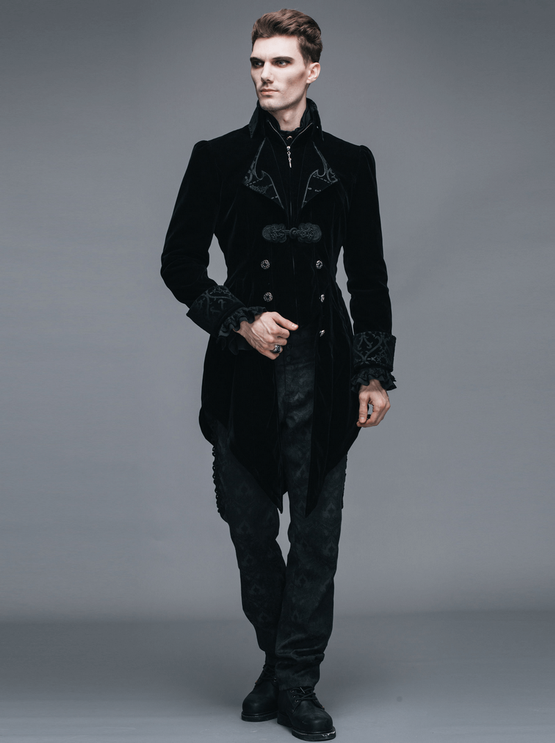 Steampunk Black Male Velvet Coat / Renaissance Costume