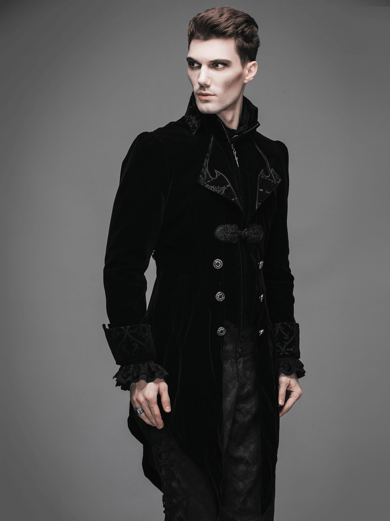 Steampunk Black Male Velvet Coat / Renaissance Costume