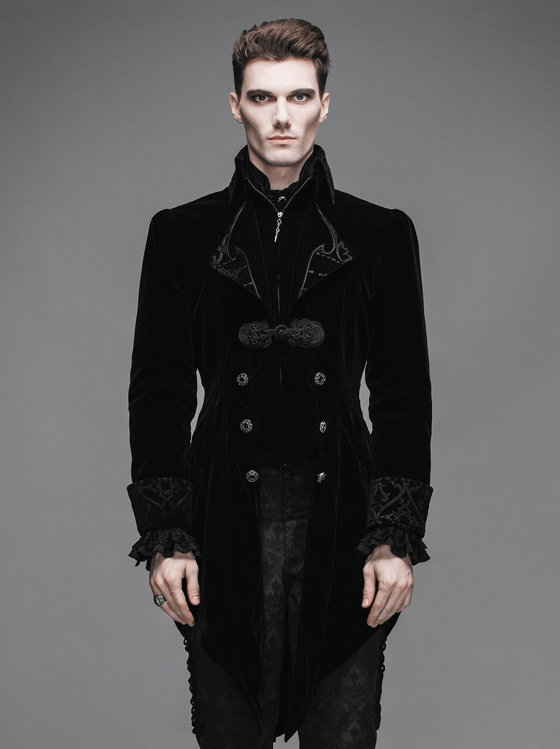 Steampunk Black Male Velvet Coat / Renaissance Costume
