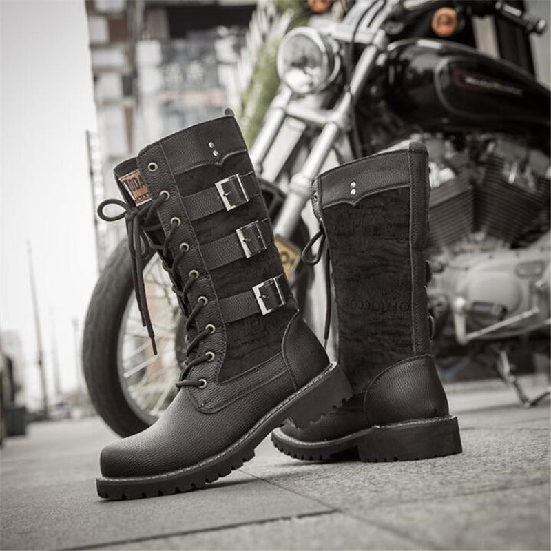 Steampunk Boots / Mid-calf Military Combat Boots / Alternative Fashion Shoes
