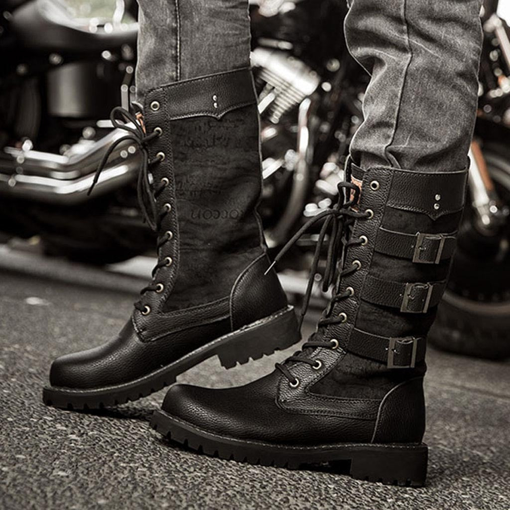 Steampunk Boots / Mid-calf Military Combat Boots / Alternative Fashion Shoes