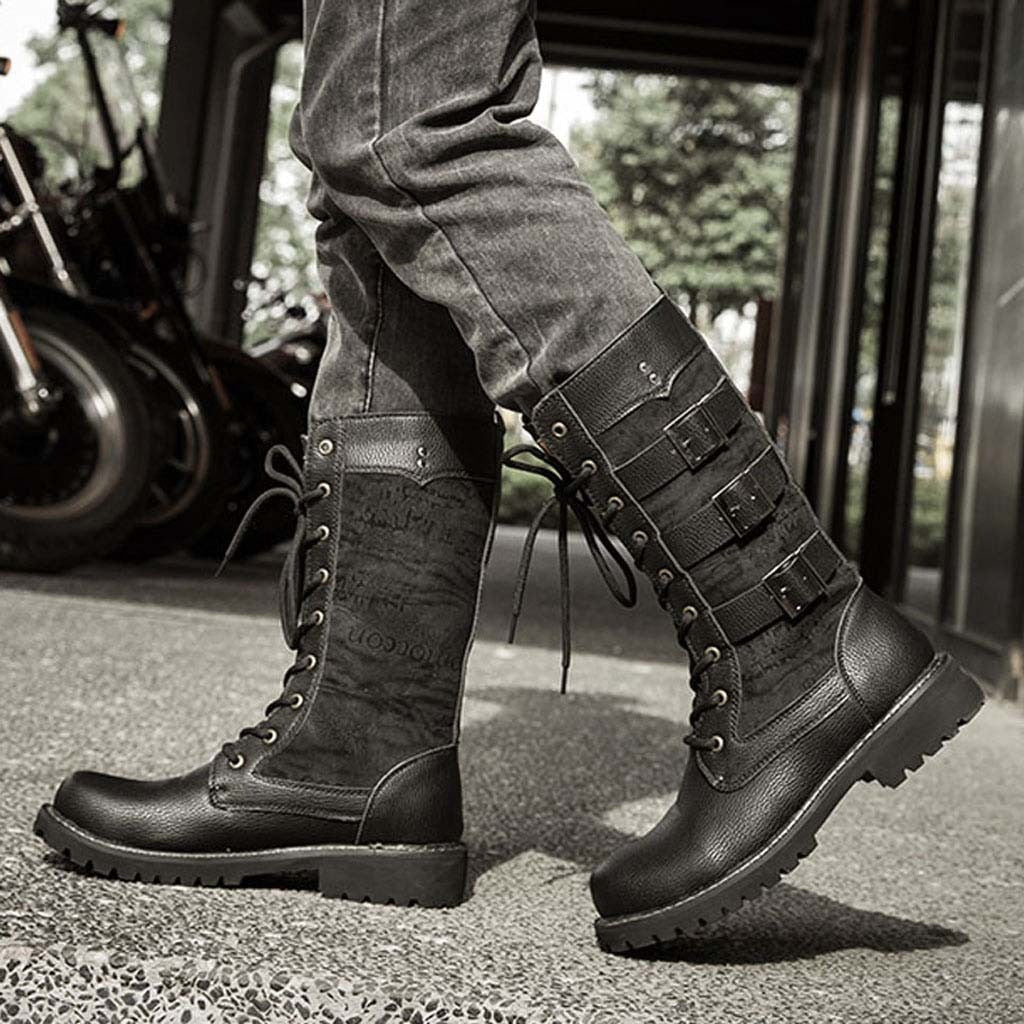 Steampunk Boots / Mid-calf Military Combat Boots / Alternative Fashion Shoes