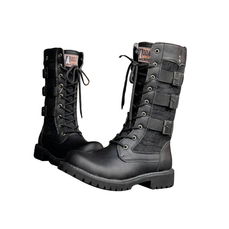 Steampunk Boots / Mid-calf Military Combat Boots / Alternative Fashion Shoes
